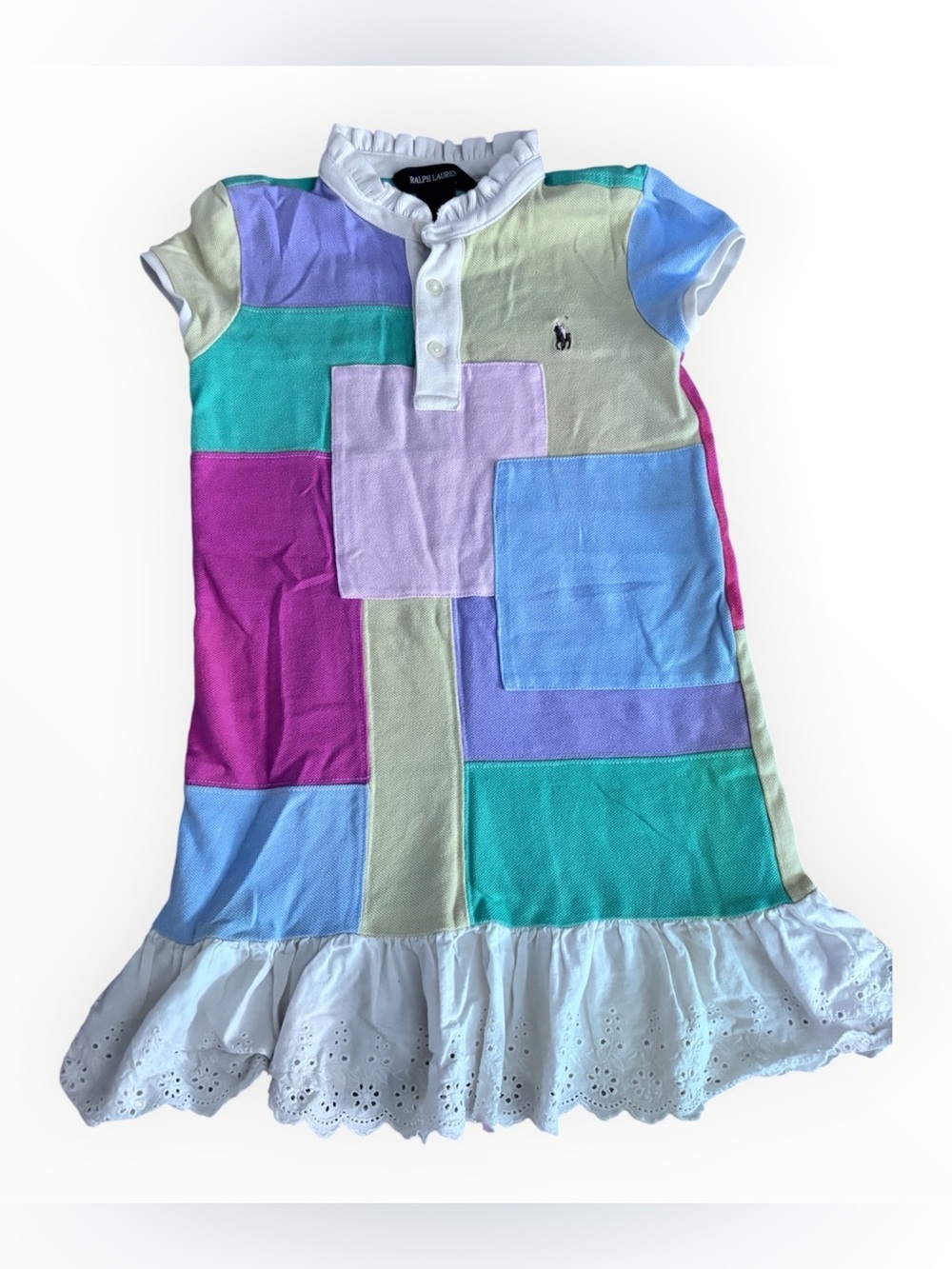 Classic Ralph Lauren Girls Casual Patchwork Polo Dress | Size 6X